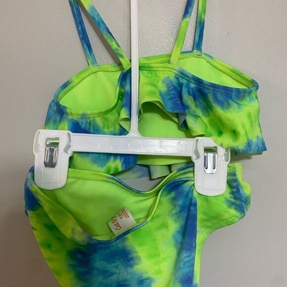 Girls cat and jack blue and‎ green tie dye 2 piece bathing suit size small 6-7 - Picture 4 of 4